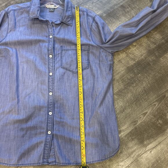 Old Navy Womens Large Long Sleeve Denim Button Up Shirt Top Classic Shirt - Picture 5 of 7